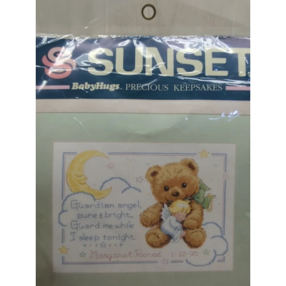 Sunset Cuddly Bear Birth Record Counted Cross Stitch Kit Ruth Morehead